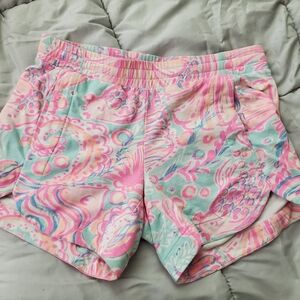 Lilly Pulitzer Pink and Blue Athletic Shorts Tropical Vibe
